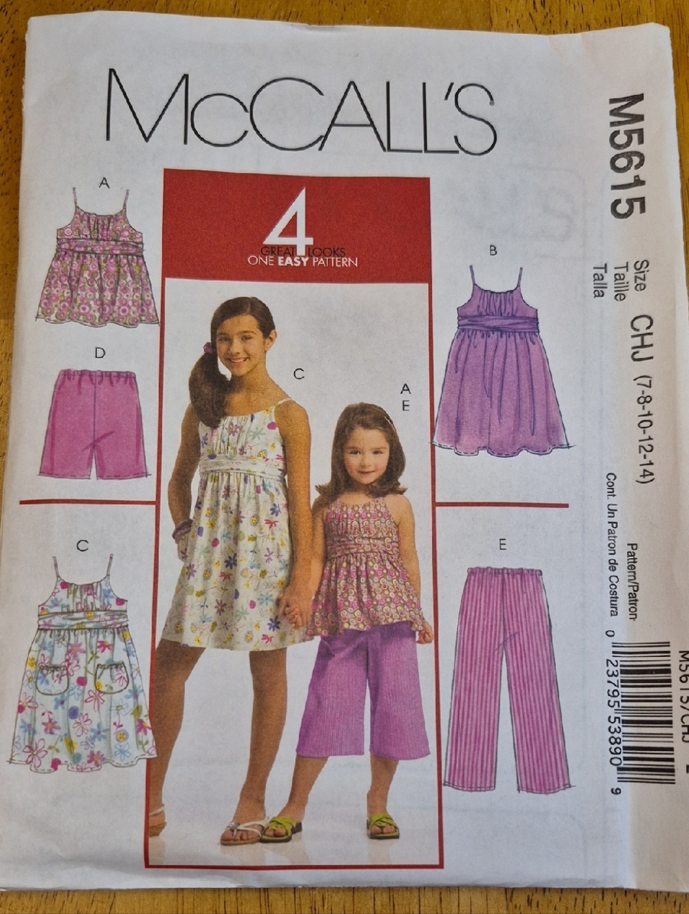 McCall's Pattern UNCUT M5615 Girls 7 8 10 12 14 Easy Sewing Sun Dress Capri Set